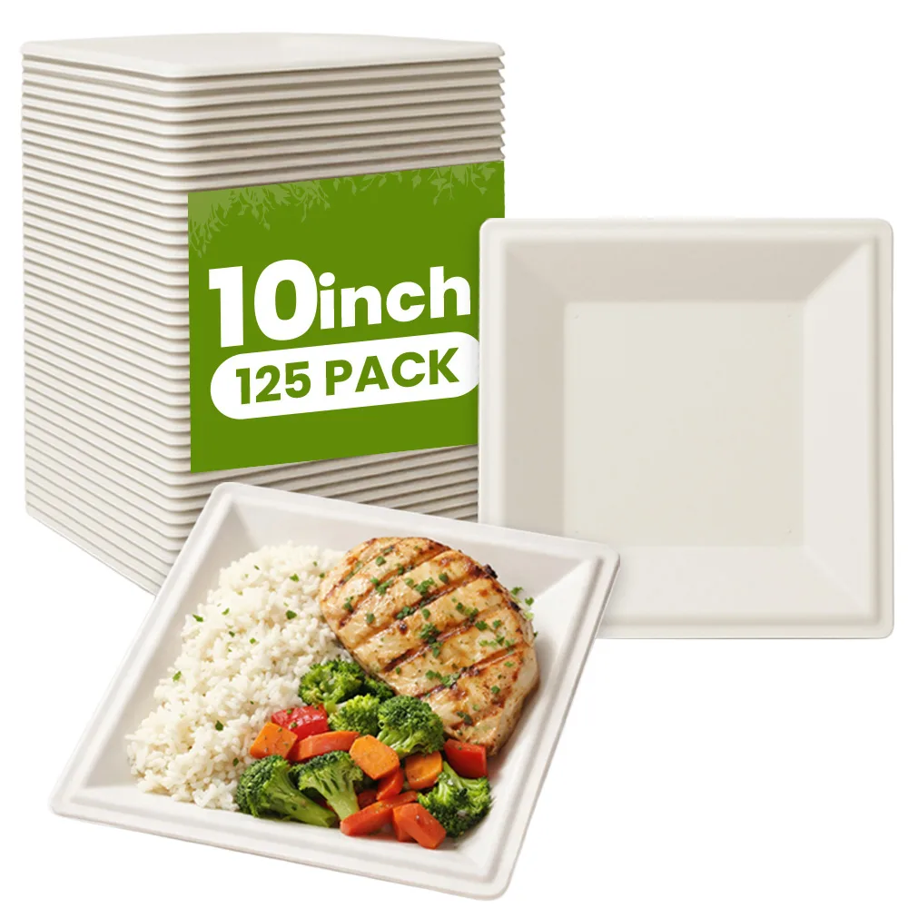 Square Plates Biodegradable Square Plates 125 CT