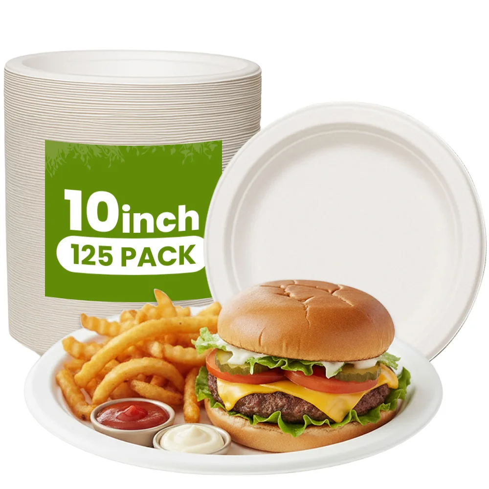 10 inch round plate Biodegradable Round Plates 125 CT