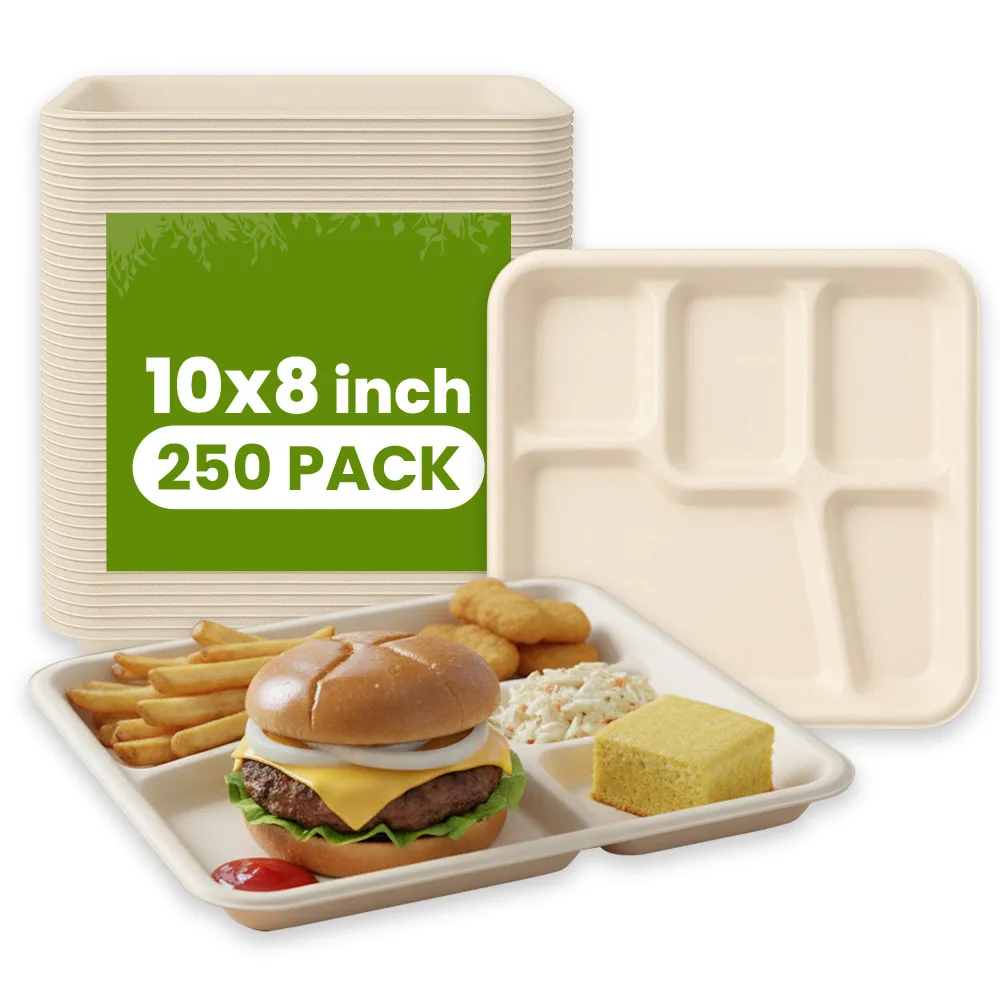 5 Compartment Bagasse Plates 250 CT