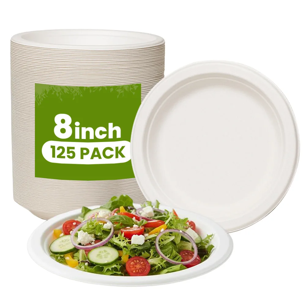 8 inch round plate Biodegradable Round Plates 125 CT