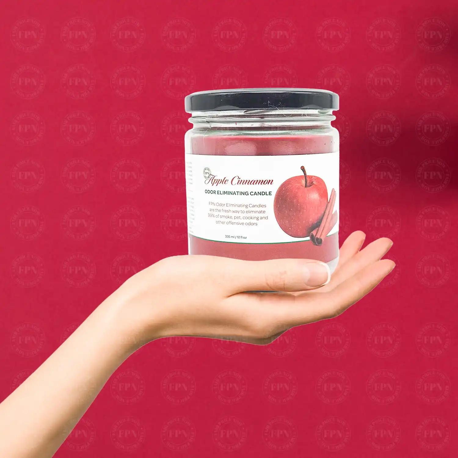 Apple-Cinnamon-Odor-Eliminating-Candle-in-Hand Apple Cinnamon Odor Eliminating Candle in Hand