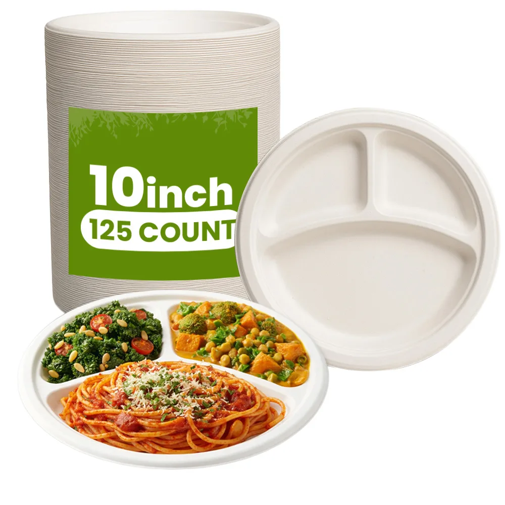 Biodegradable 3 Compartment Plates 125 CT