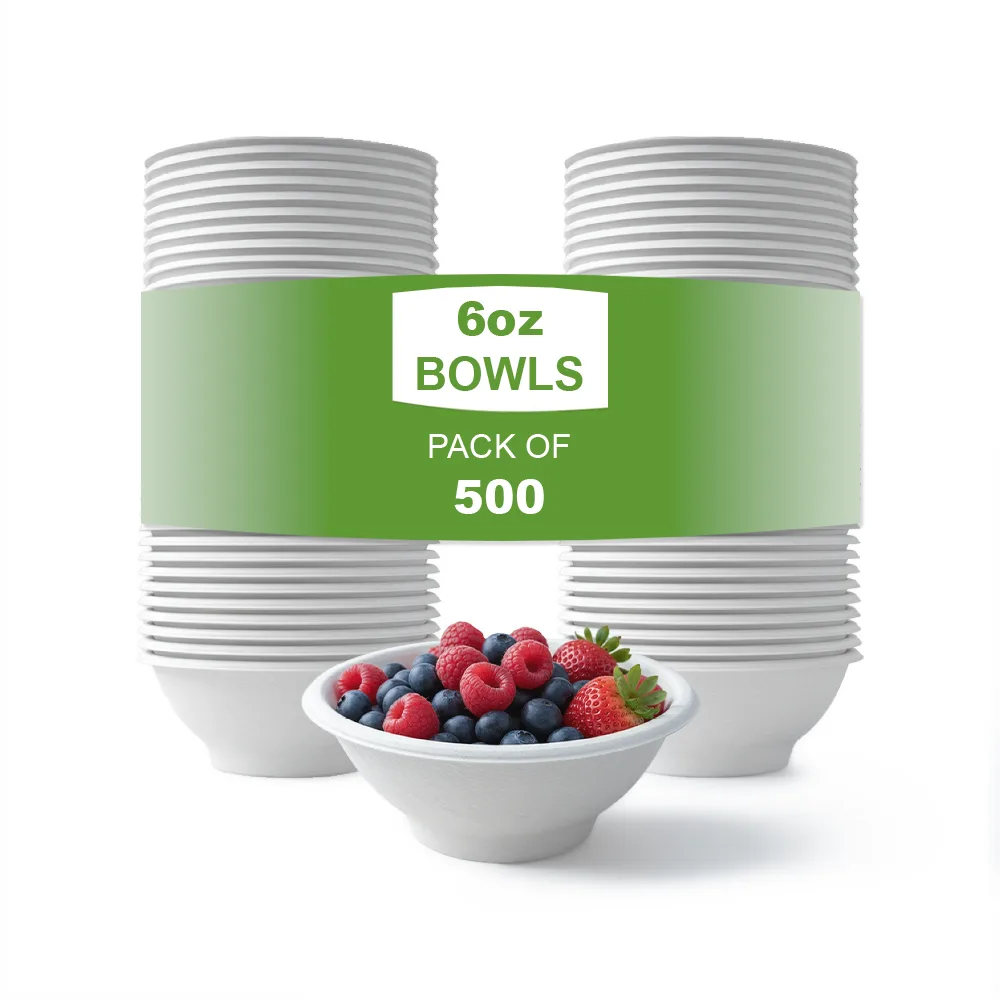 Biodegradable Bowls White 6 OZ Bowls 500 CT