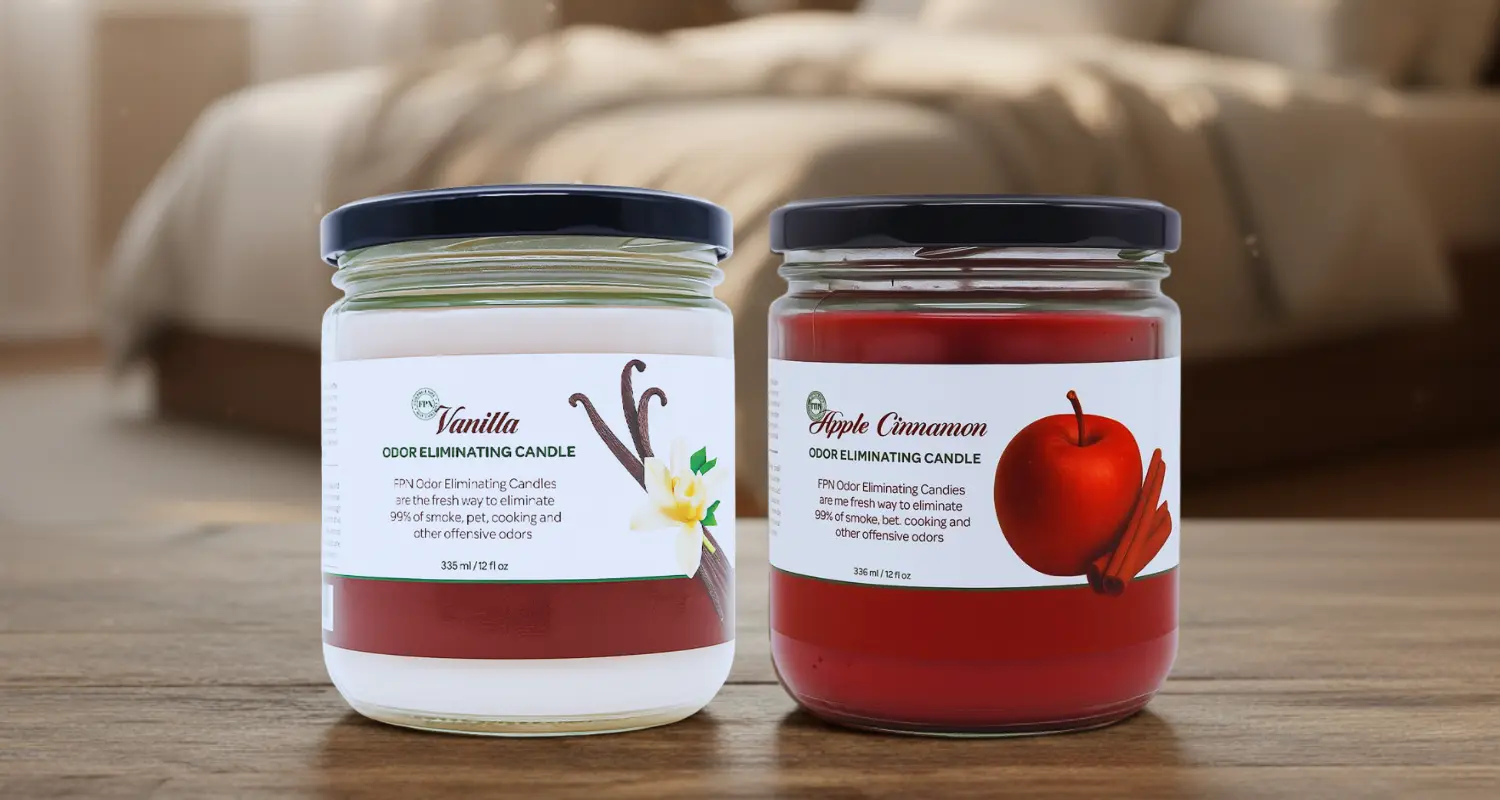 Discover Freshness with Our New Odor Eliminating Candles Vanilla & Apple Cinnamon