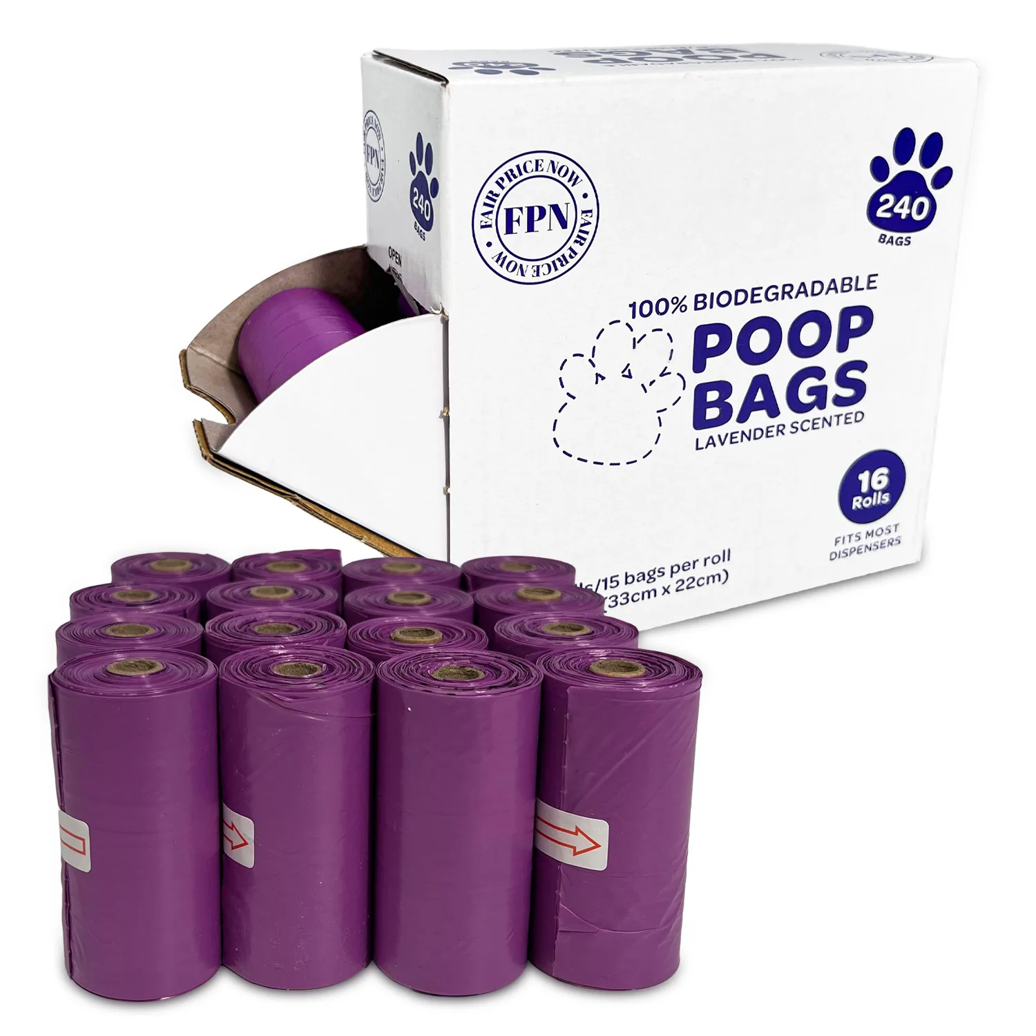 Lavender scented biodegradable dog poop bags