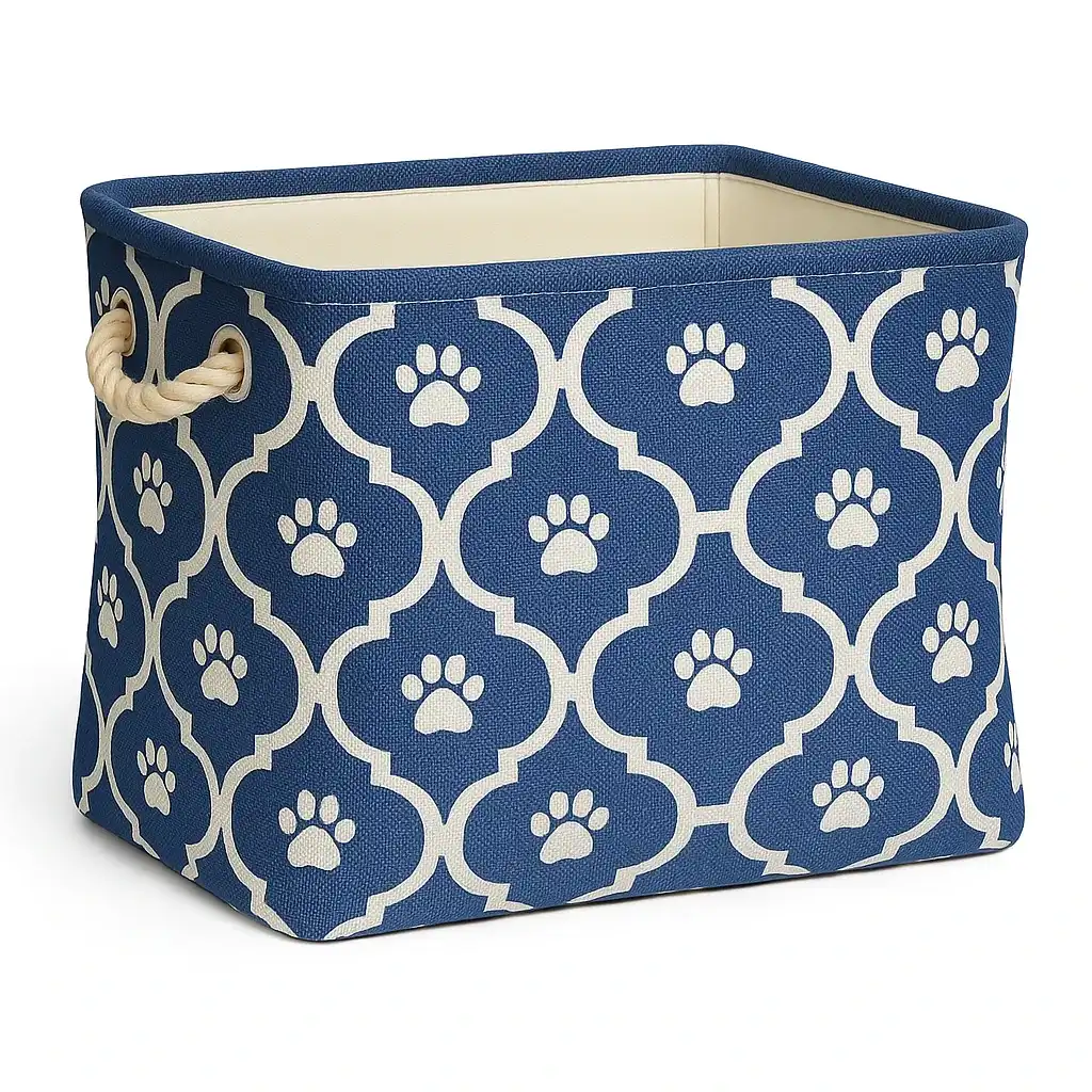 POLYESTER-PET-BIN-LATTICE-PAW-NAUTICAL-BLUE-RECTANGLE-LARGE