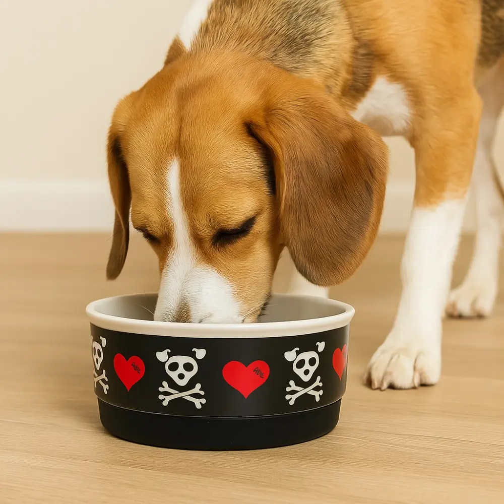 Small Bad to the Bone Pet Bowl Set for food and water