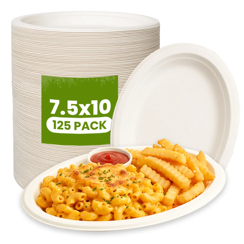 Small Biodegradable Oval Plates 125 CT