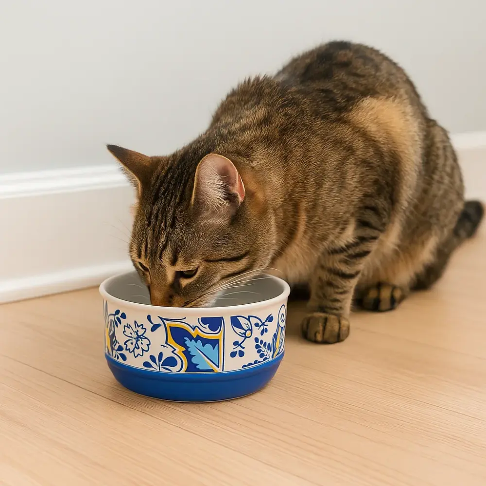 Small Pet Bowl with Portuguese Azulejos Pattern