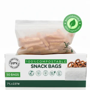 100% Compostable Snack Bags – Zip-Lock Freshness, BPA-Free & Leak-Proof