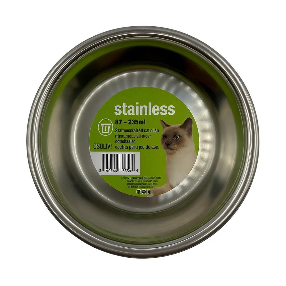 Stainless Steel 8oz Cat Dish for cats and small pets