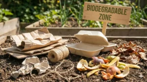 Biodegradable and eco-friendly container in soil bed