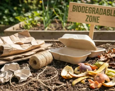 Biodegradable and eco-friendly container in soil bed
