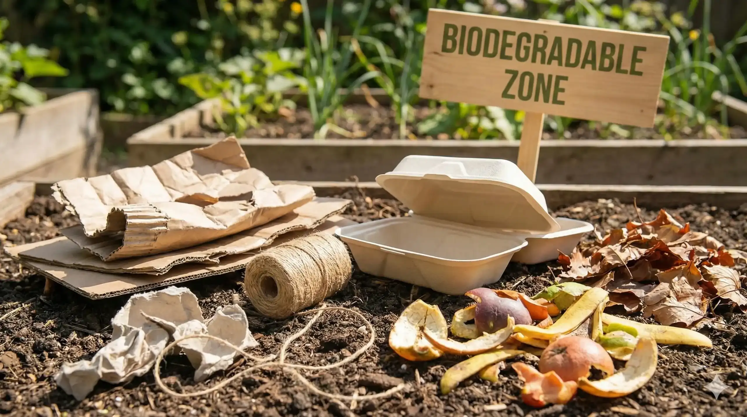 Biodegradable and eco-friendly container in soil bed