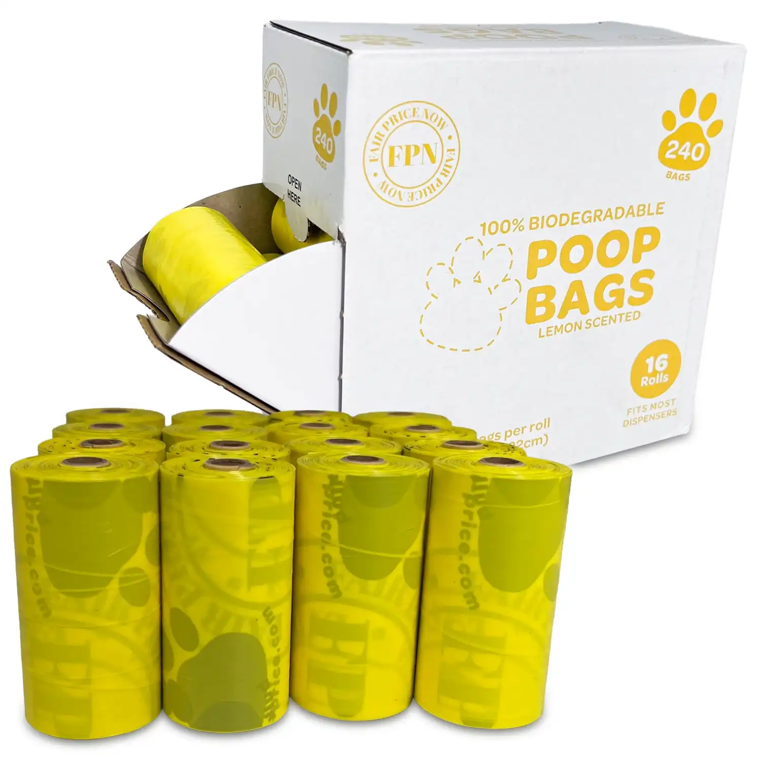 Lemon scented biodegradable dog poop bags