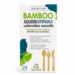 Naturezway 24ct Bamboo Disposable Asst Utesils (Forks, Spoons, Knives)