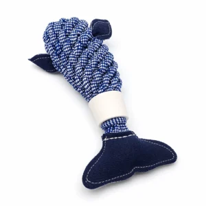 Rope Whale Crinkle Toy With Bone 12"