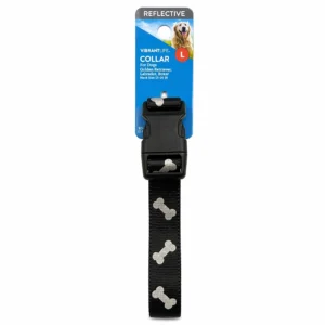 Vibrant Life Large Reflective Bones Collar Black