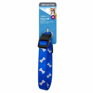 Vibrant Life Medium Reflective Bones Collar Blue