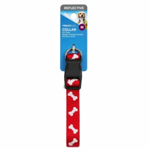 Vibrant Life Medium Reflective Bones Collar Red