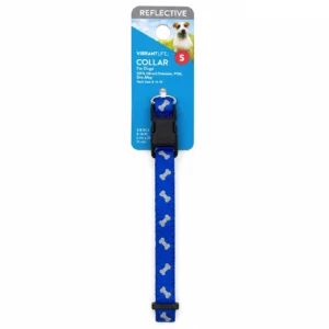 Vibrant Life Small Reflective Bones Collar Blue