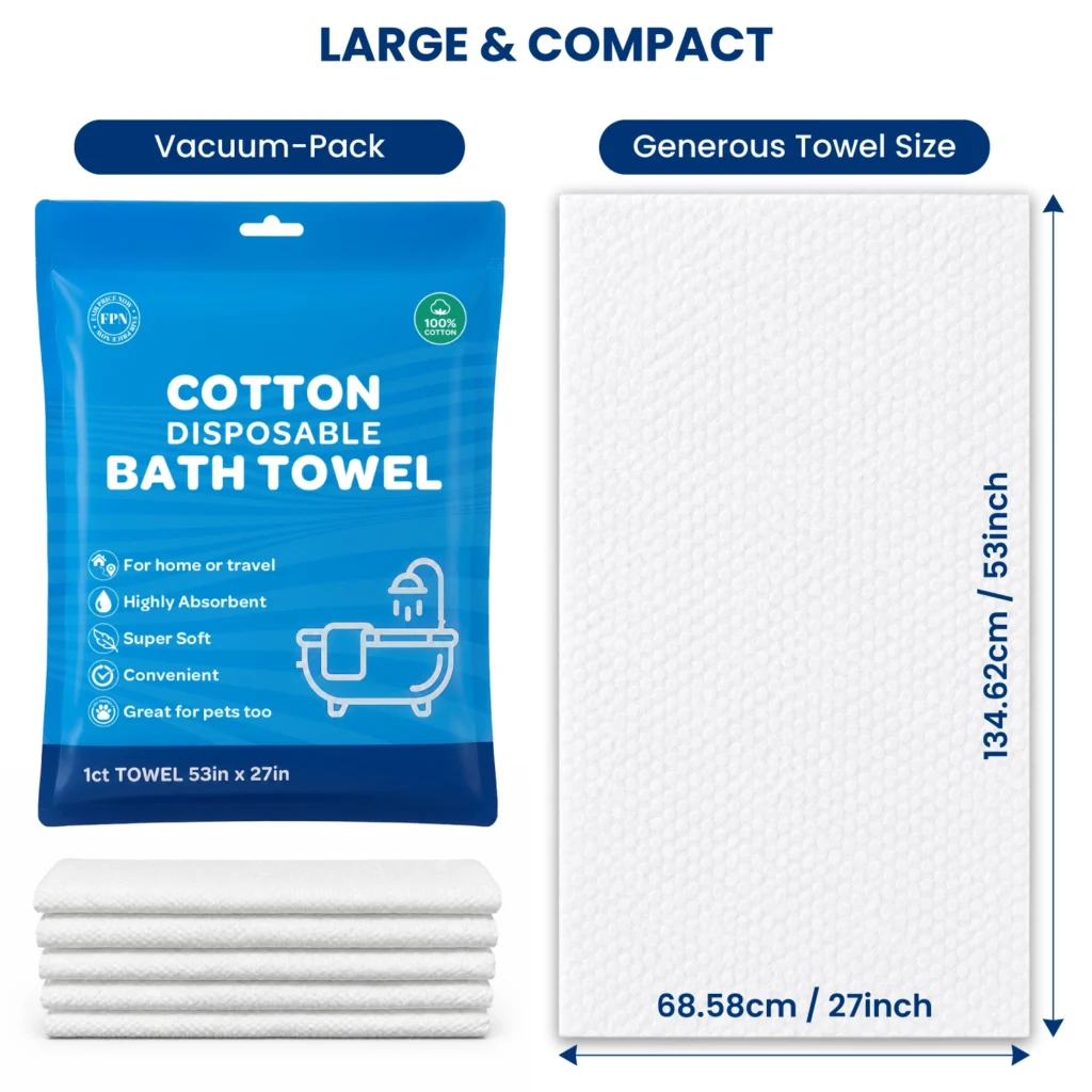 Disposable bath towels size
