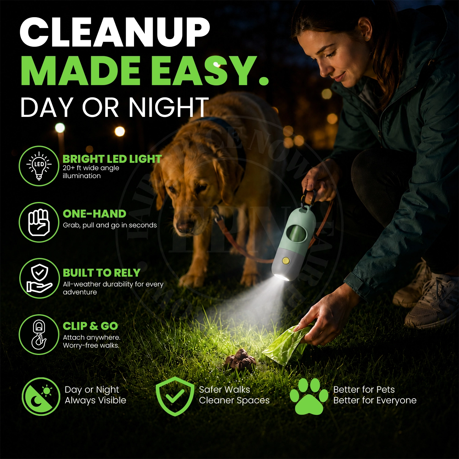 Poop Bag Dispenser-Cleanup made easy-Green Poop Poop Bag Dispenser-Cleanup