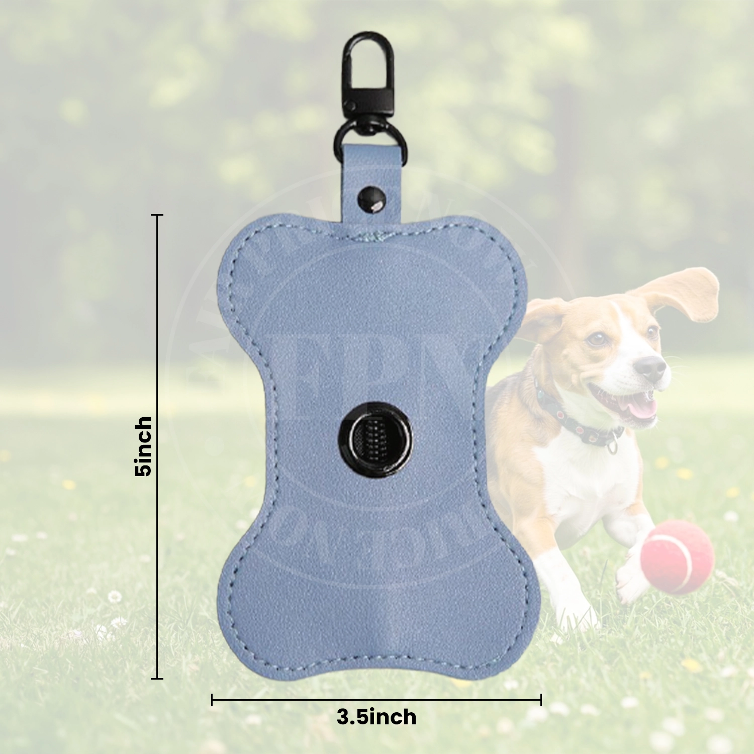 Poop Bag Dispenser With Zipper-Blue-Size