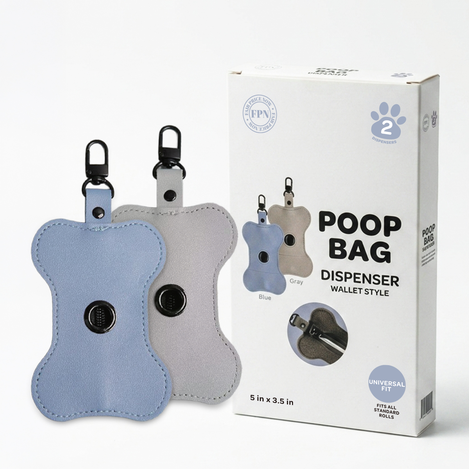 Blue & Grey Poop Bag Dispenser With Zipper